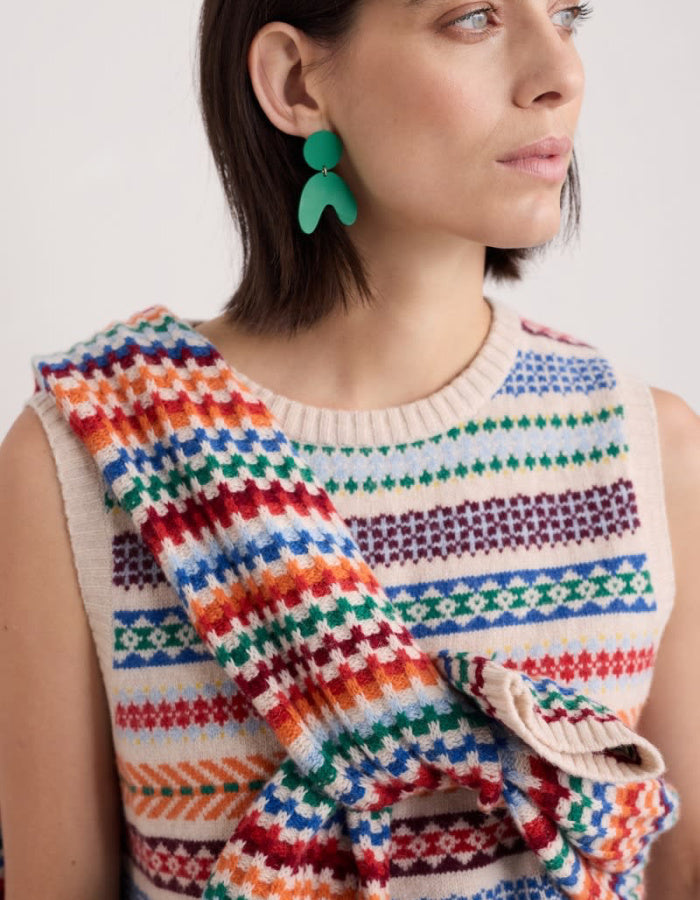 fair isle wool tank top in bright colours