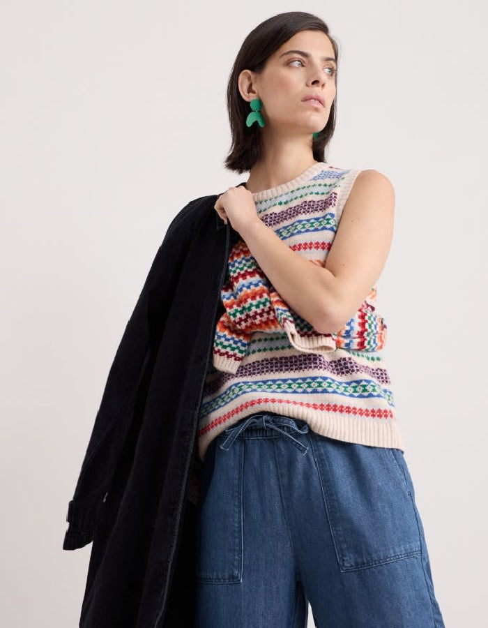 fair isle wool tank top in bright colours