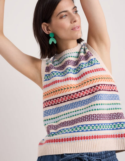 fair isle wool tank top in bright colours