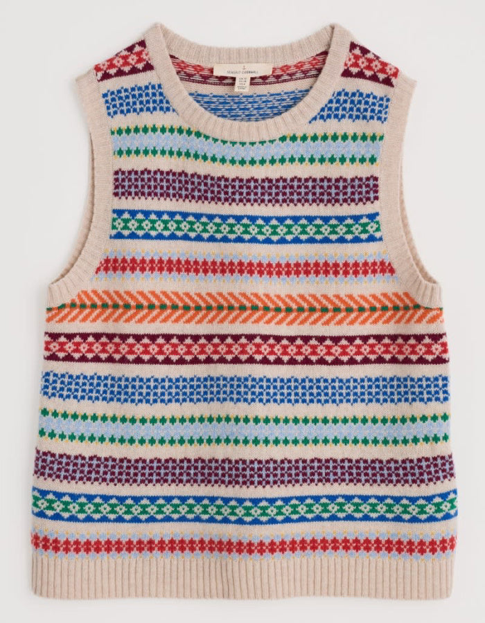 fair isle wool tank top in bright colours