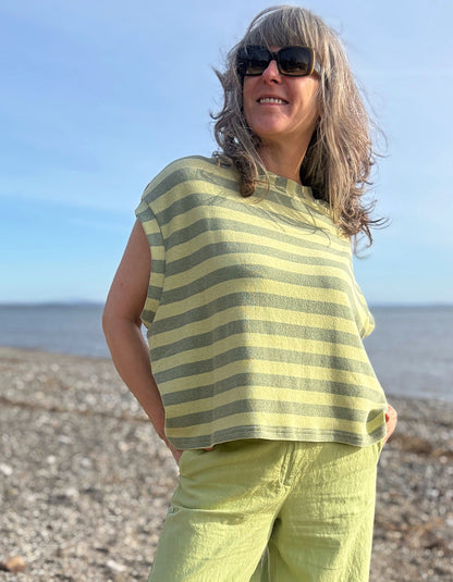 green striped boxy tank top