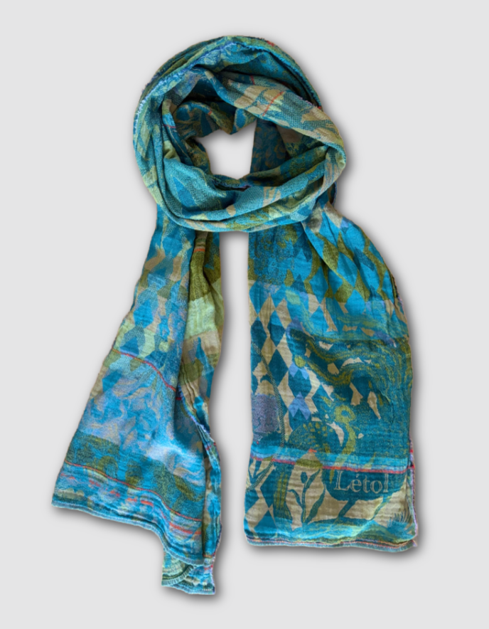 Letol Jacquard Scarf Philippine in Tiffany Blue