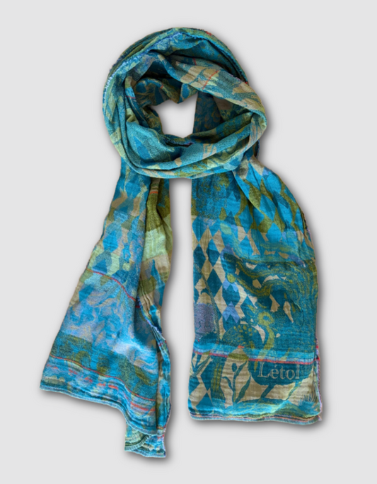 Letol Jacquard Scarf Philippine in Tiffany Blue