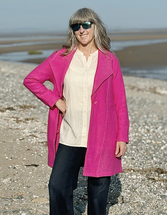 boiled wool pink coat