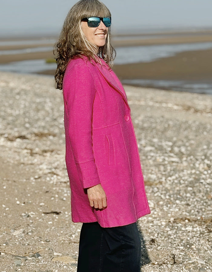 boiled wool pink coat