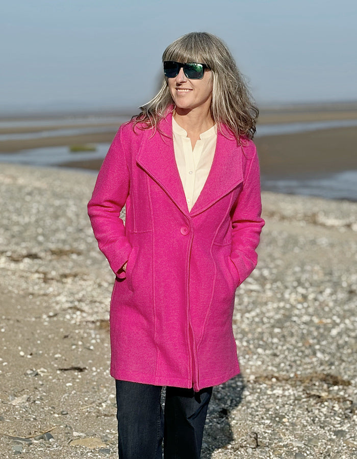 boiled wool pink coat