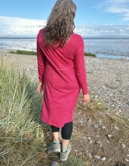Heidekonigin Jersey Dress in Pink Dash Print
