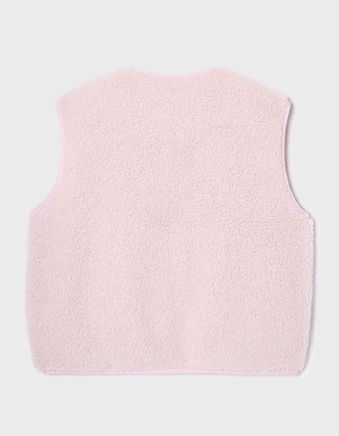 Billy Belt Sherpa Fleece Waistcoat in Marshmallow Pink