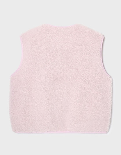 Billy Belt Sherpa Fleece Waistcoat in Marshmallow Pink