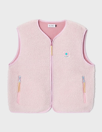 Billy Belt Sherpa Fleece Waistcoat in Marshmallow Pink