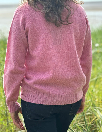 pink lambswool cardigan