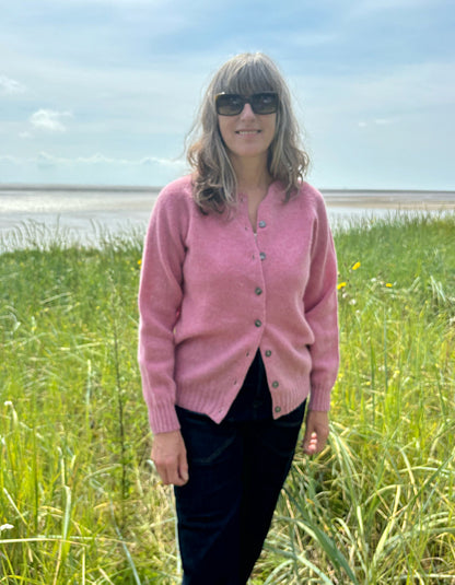 pink lambswool cardigan