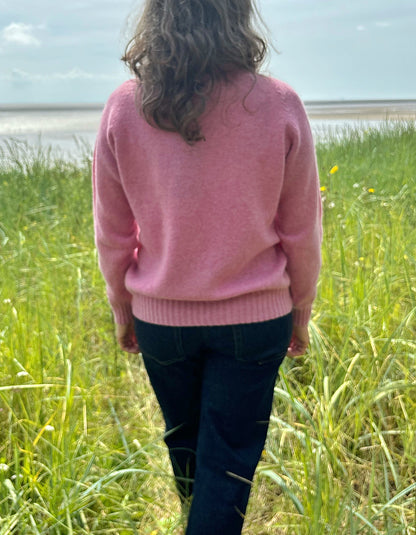 pink lambswool cardigan