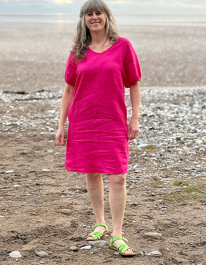 See Saw Pink Linen Shift Dress