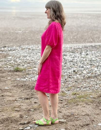 See Saw Pink Linen Shift Dress