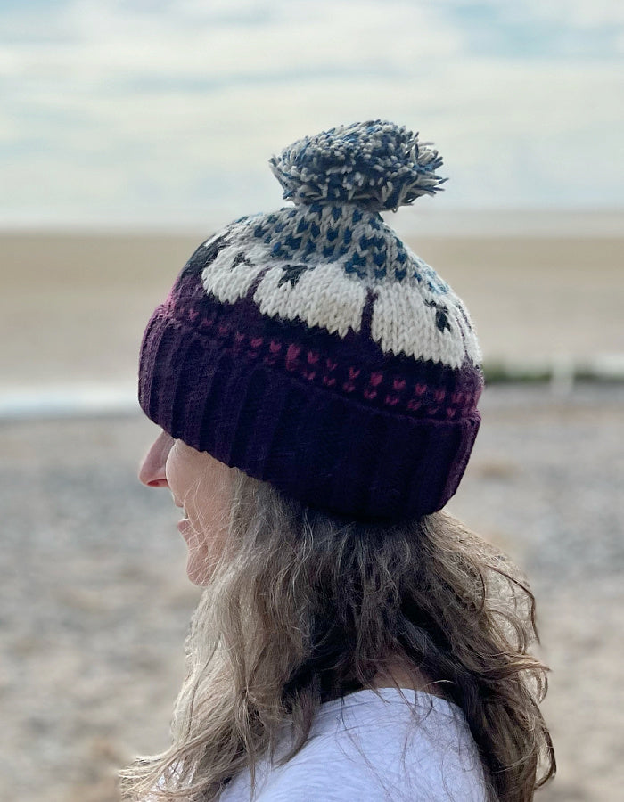 From the Source Sheep Bobble Hat in Plum