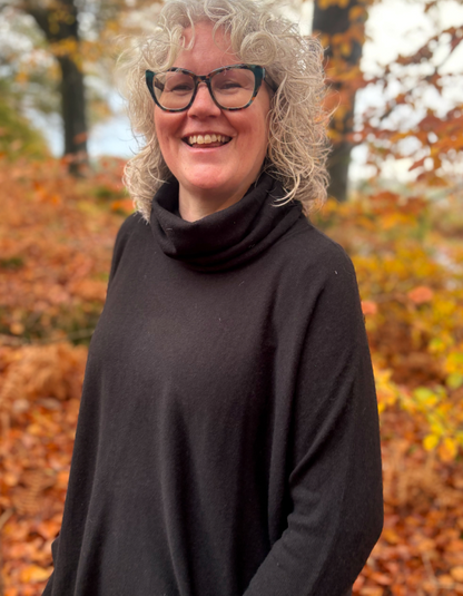 Ochre Carole Oversized Polo in Black Cashmere & Lambswool