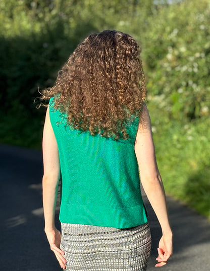 green wool free knit tank top