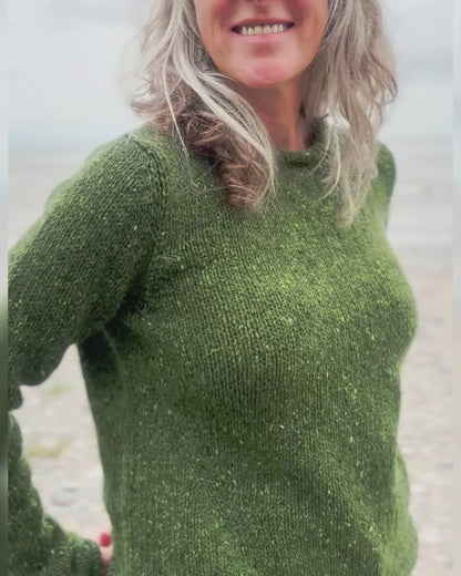 Fisherman out of Ireland Donegal Tweed Roll Neck Sweater in Shamrock