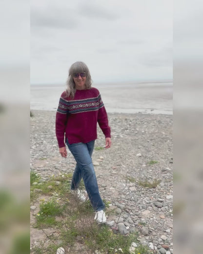 Fisherman out of Ireland Fair Isle Sweater in Berry