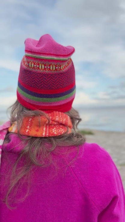 Eribe Alloa Fair Isle Scarf in Tulip