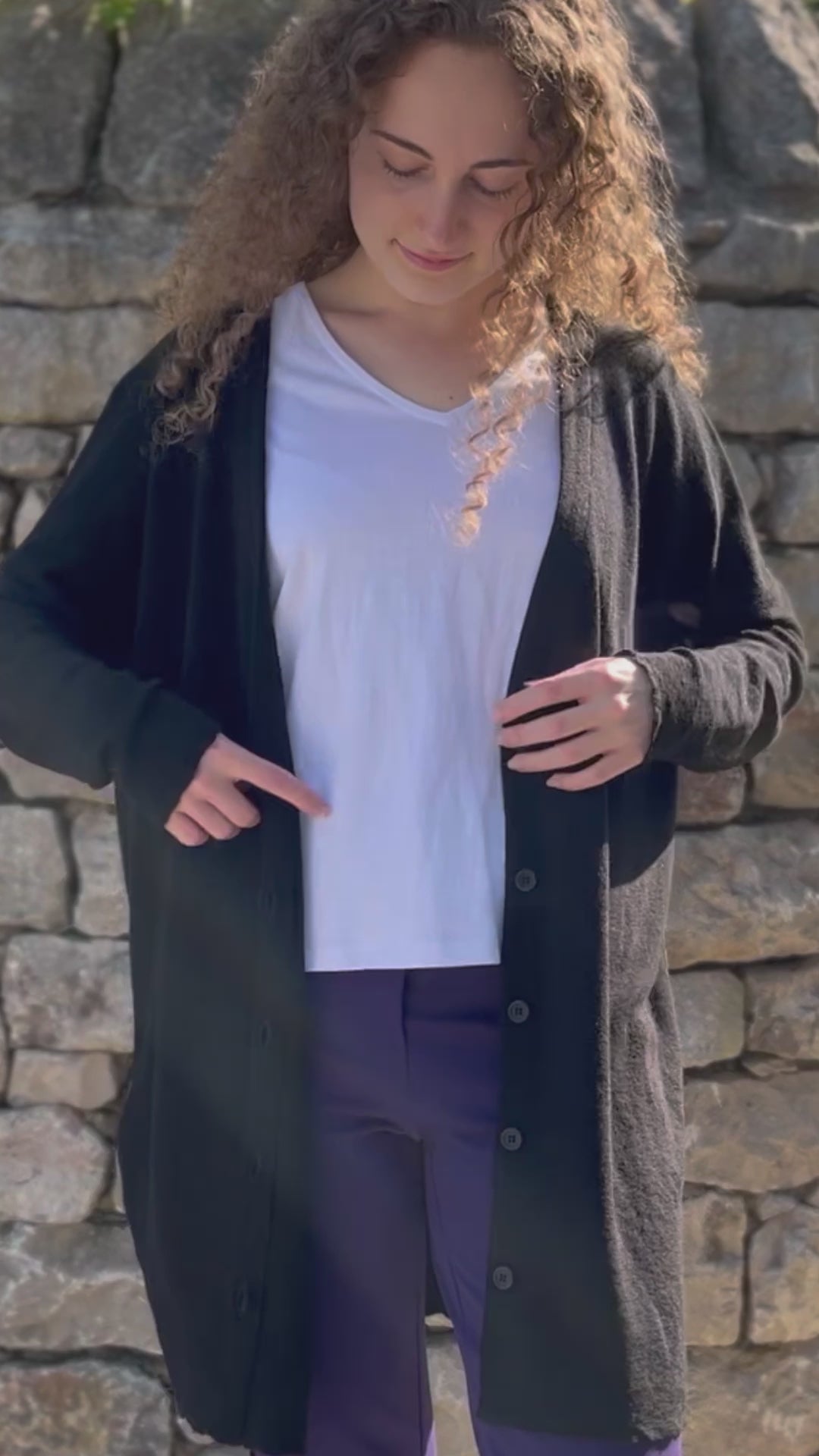 By Basics Two Way Cardigan in Black