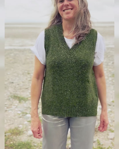 Fisherman out of Ireland Donegal Tweed V-Neck Tank Top in Copper