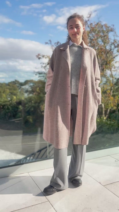 Vetono Boiled Wool Coat in Pebble