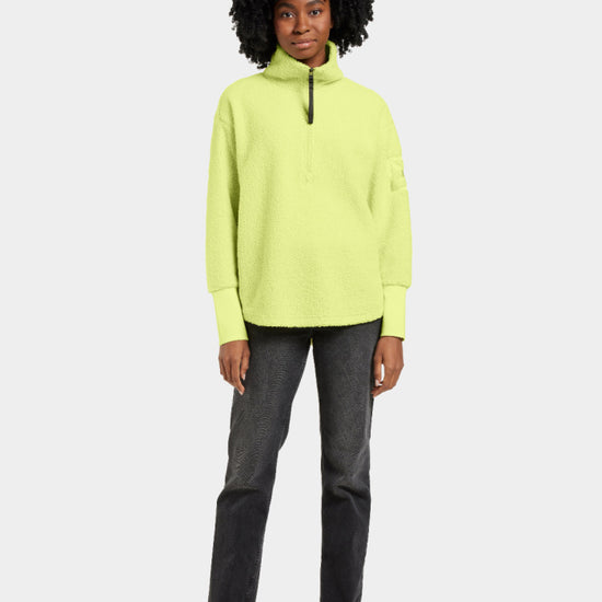 lime sherpa pile half zip fleece