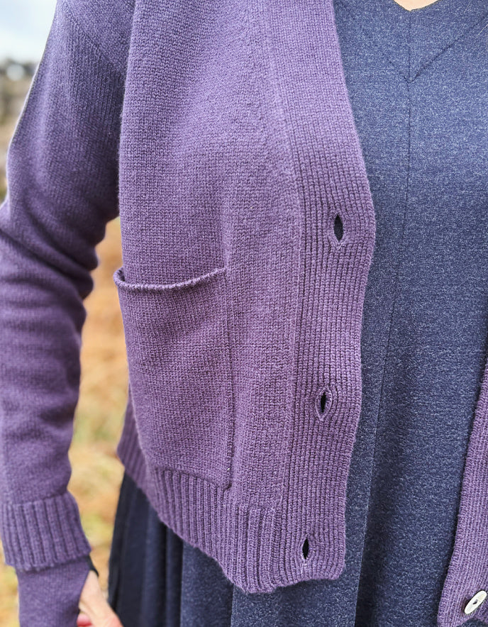Ochre Cashmere Cardigan in Blueberry
