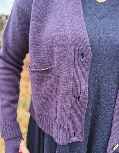 Ochre Cashmere Cardigan in Blueberry