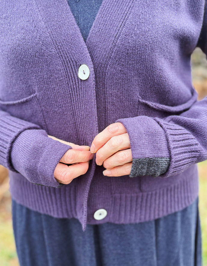 Ochre Cashmere Cardigan in Blueberry