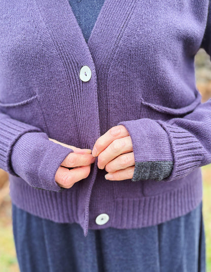 Ochre Cashmere Cardigan in Blueberry