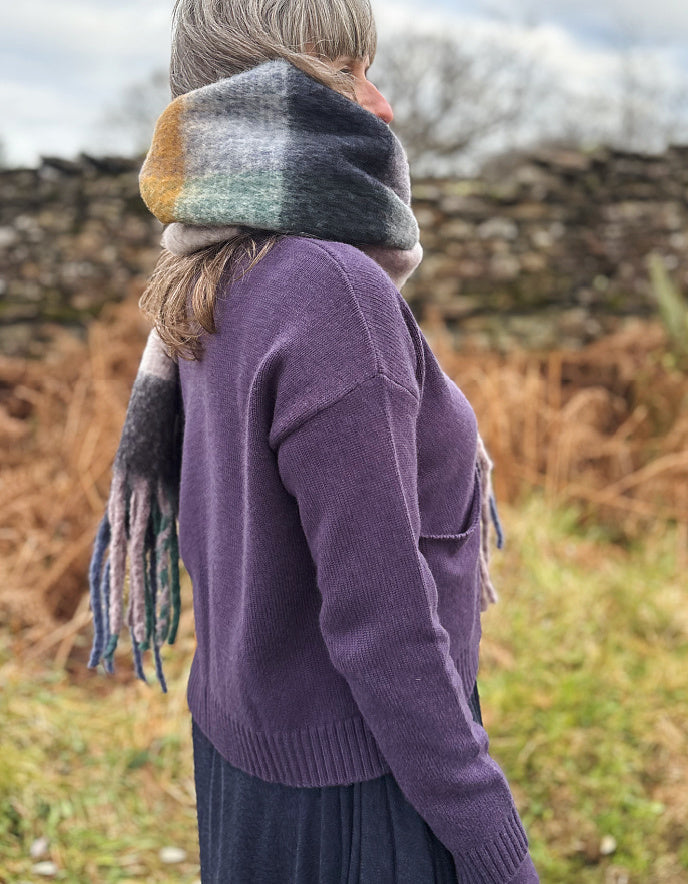 Ochre Cashmere Cardigan in Blueberry