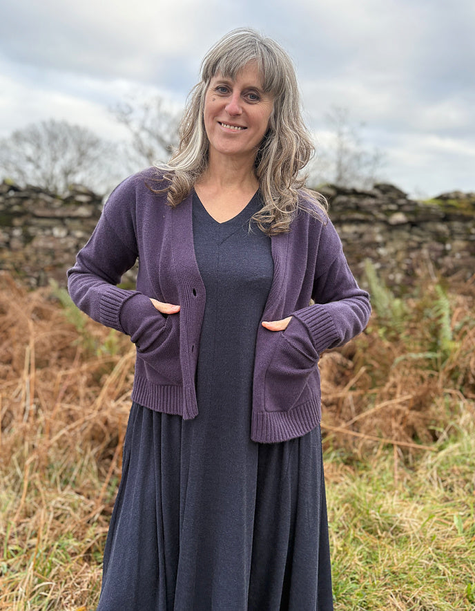 Ochre Cashmere Cardigan in Blueberry