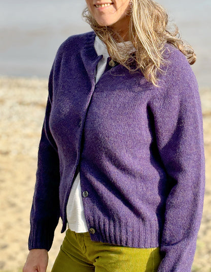 Harley Lambswool Short Cardigan in Royal Violet