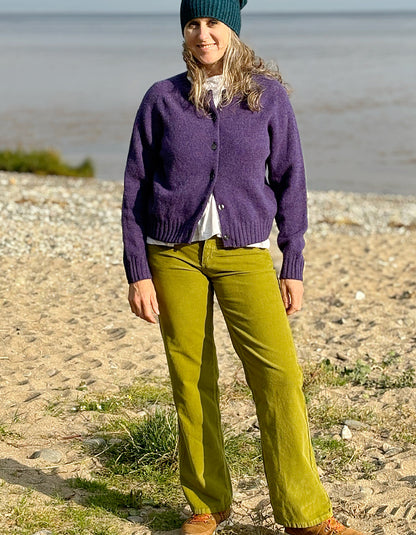 Harley Lambswool Short Cardigan in Royal Violet