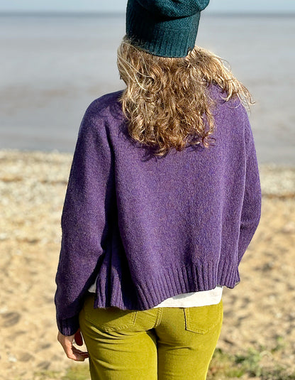 Harley Lambswool Short Cardigan in Royal Violet