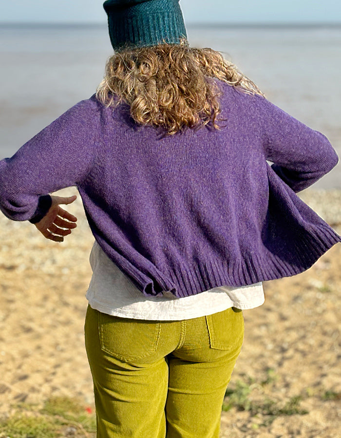 Harley Lambswool Short Cardigan in Royal Violet