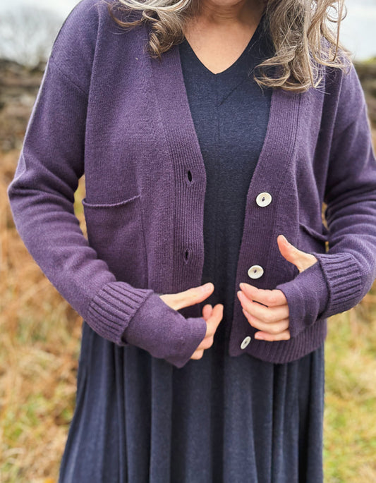 Ochre Cashmere Cardigan in Blueberry