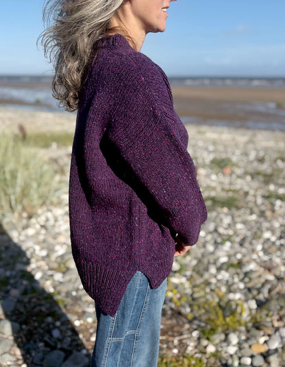 Fisherman out of Ireland Slouchy Crew in Blackcurrant Donegal Tweed