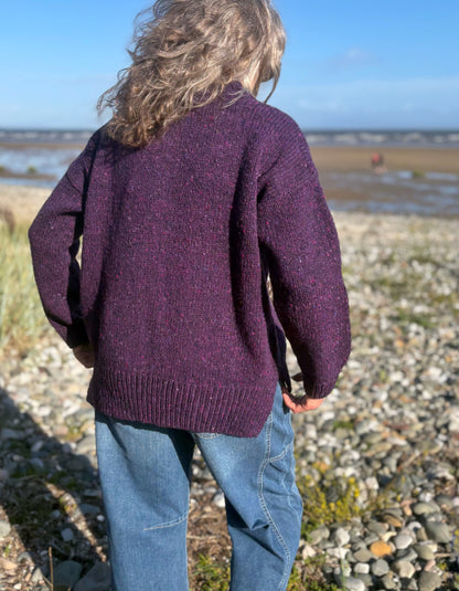 Fisherman out of Ireland Slouchy Crew in Blackcurrant Donegal Tweed