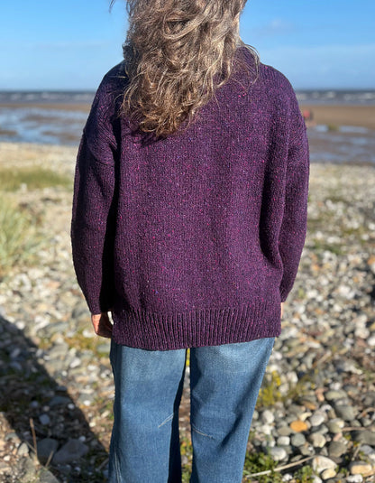 Fisherman out of Ireland Slouchy Crew in Blackcurrant Donegal Tweed