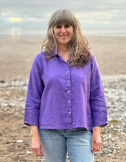 purple linen shirt