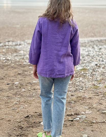 purple linen shirt
