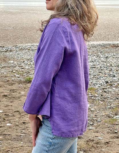 purple linen shirt