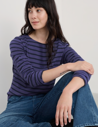 Seasalt Sailor Top in Breton Dark Bilberry Maritime