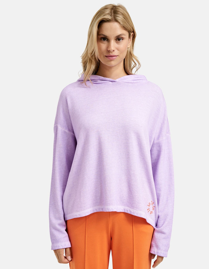 lilac faded cotton hooded sweatshirt