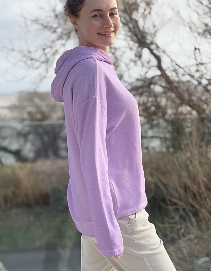 lilac faded cotton hooded sweatshirt