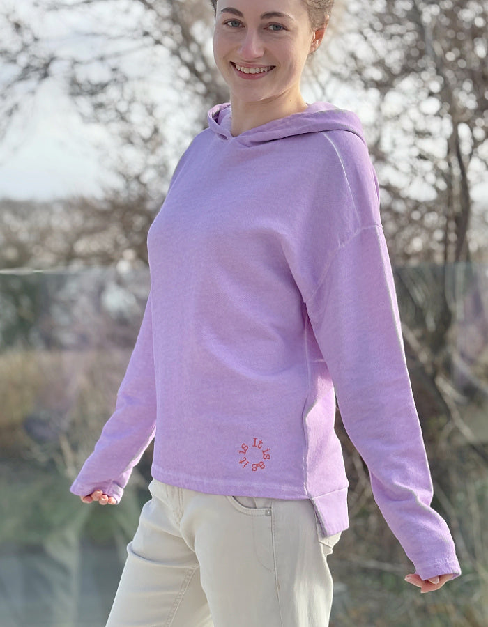 lilac faded cotton hooded sweatshirt